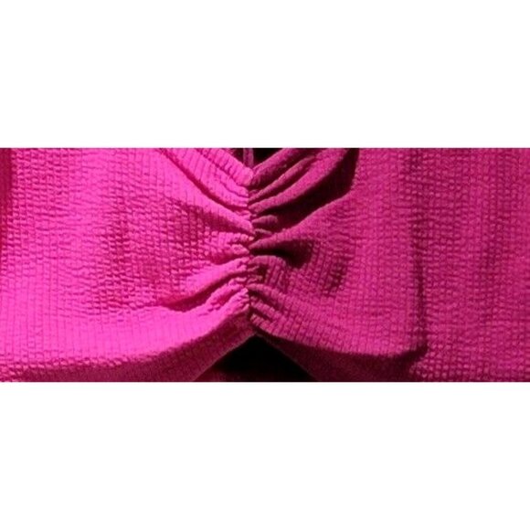Wild Fable Women's Large Scrunch Front Textured 2 Pink Tones Tiny Tank Crop Top - Picture 3 of 8
